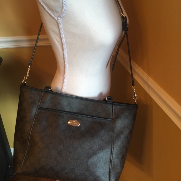 Coach City Pocket Black Signature Tote+ Wallet SET - Picture 6 of 8